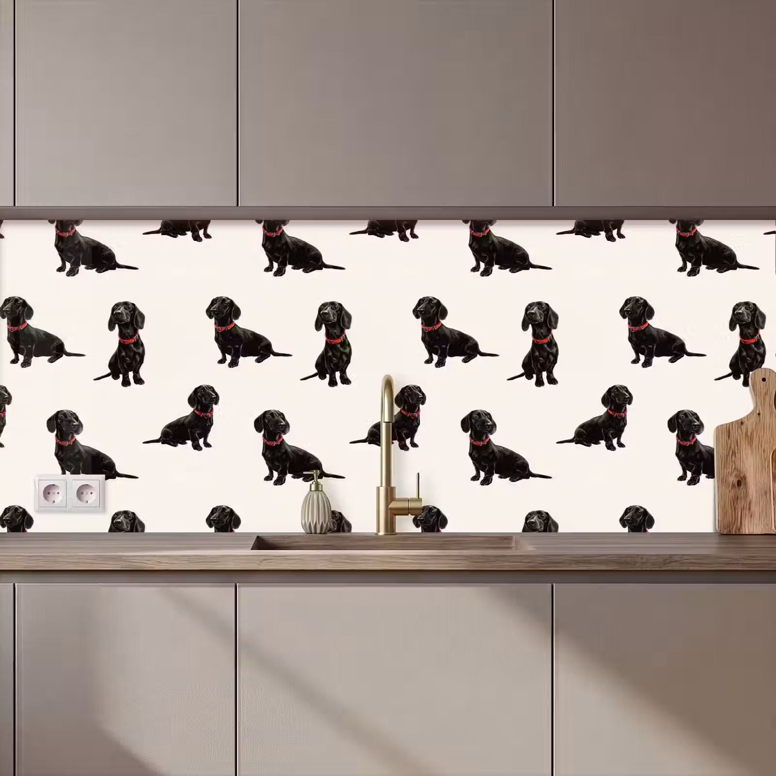 Keuken achterwand - Hond - Patroon - Zwart — 1