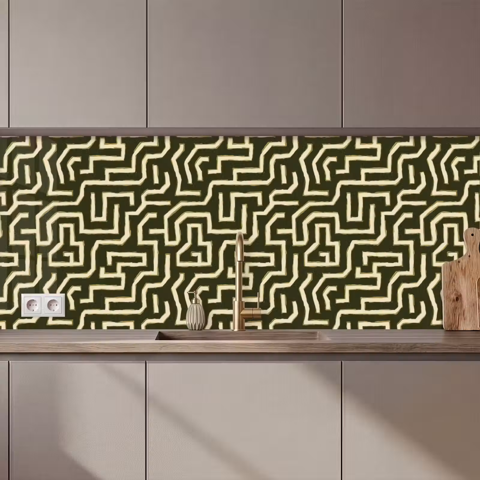 Keuken achterwand - Lijnen - Abstract - Groen — 1