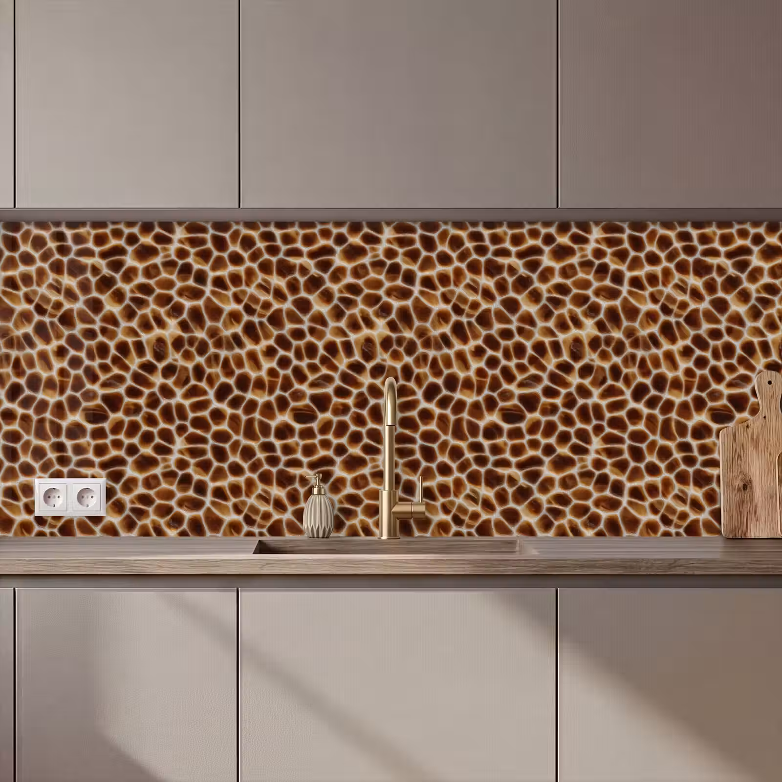 Keuken achterwand - Schildpad - Patroon - Bruin — 1