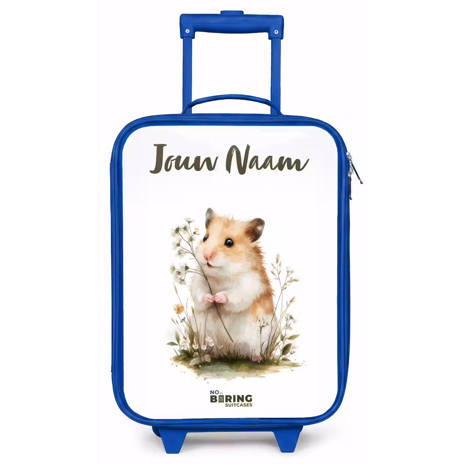 Kinderkoffer met naam - Blauw - Dier - Natuur - Hamster — 1