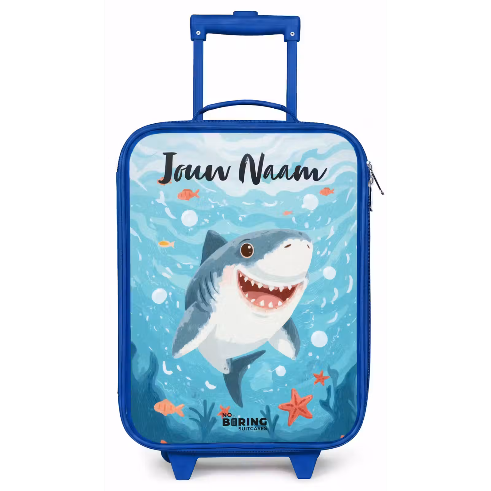 Kinderkoffer met naam - Blauw - Haai - Water - Zee — 1