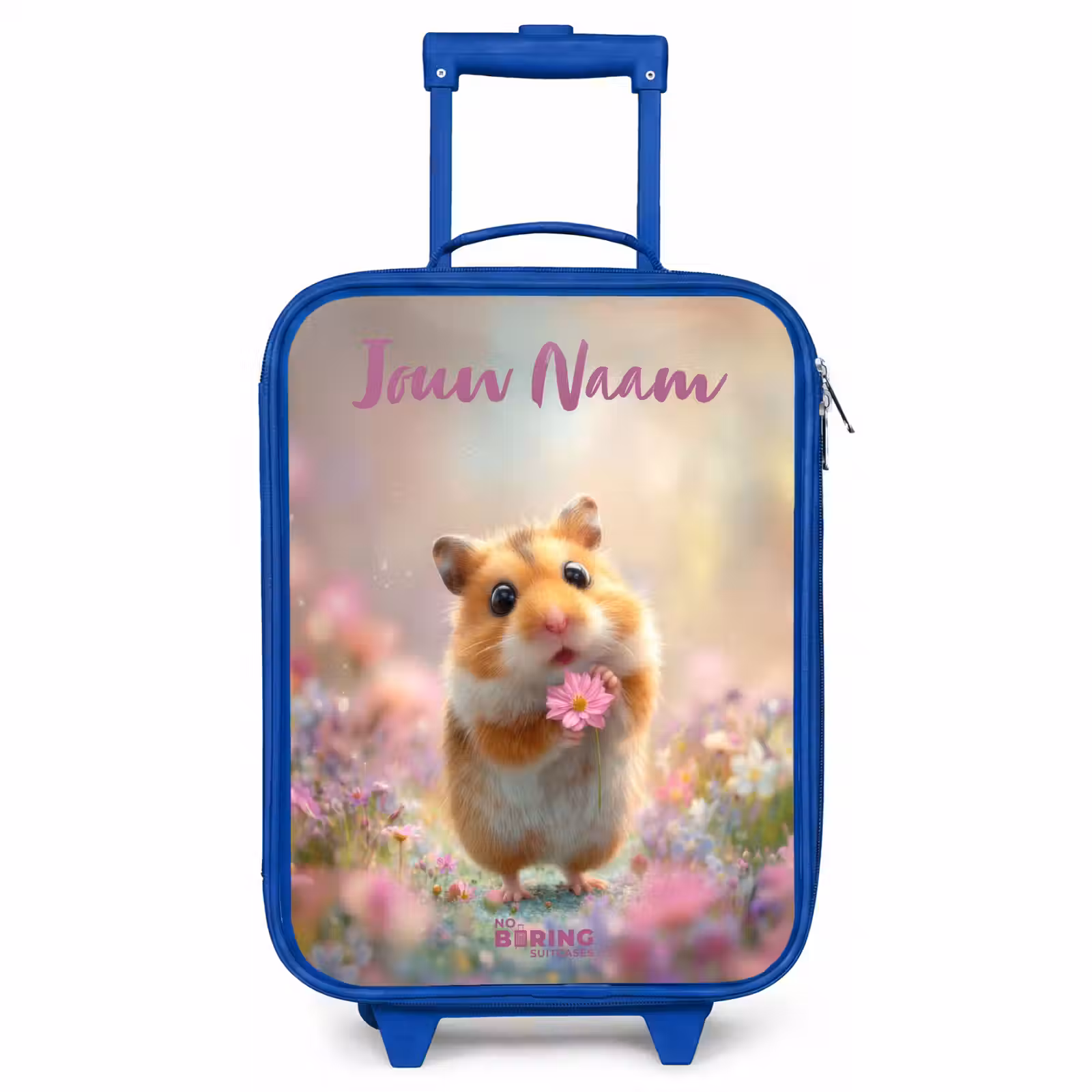 Kinderkoffer met naam - Blauw - Hamster - Bloem - Natuur - Dier — 1