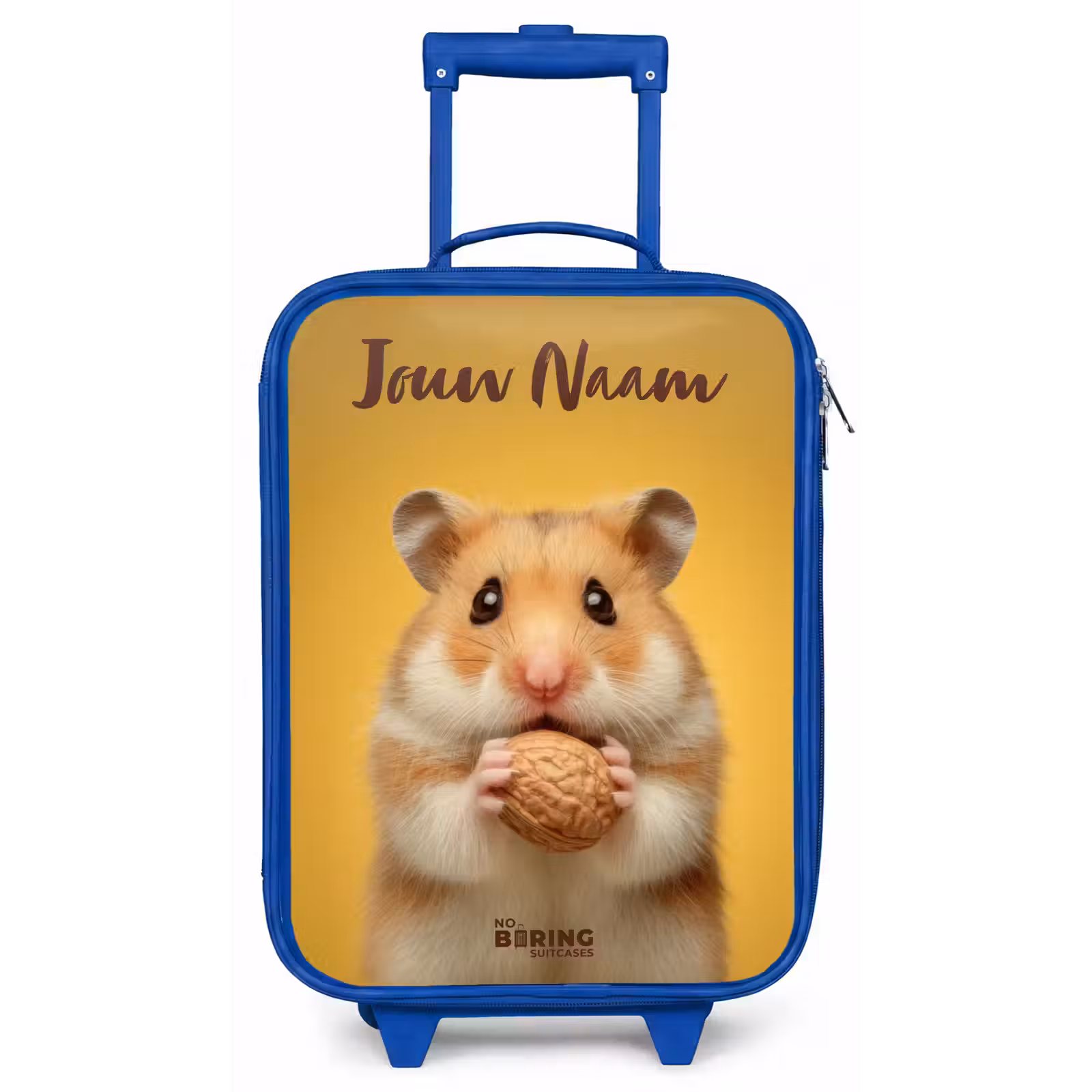 Kinderkoffer met naam - Blauw - Hamster - Walnoot - Dier — 1