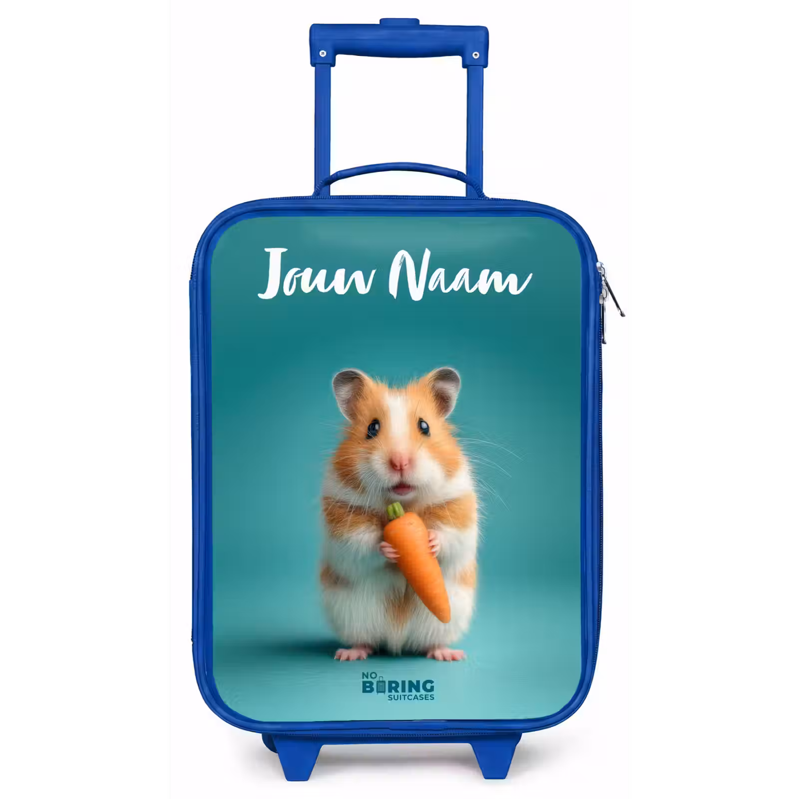 Kinderkoffer met naam - Blauw - Hamster - Wortel - Dier — 1