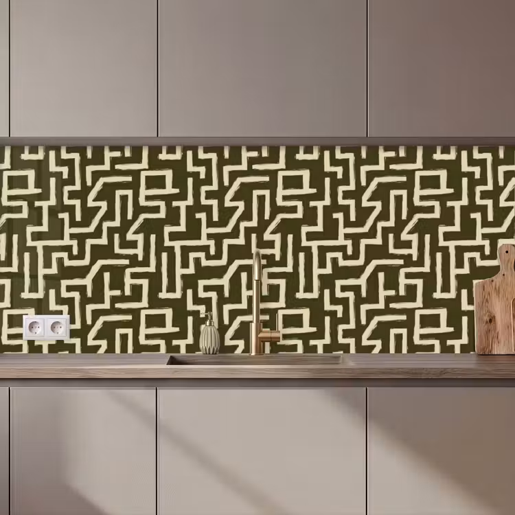 Keuken achterwand - Abstract - Lijnen - Groen — 1