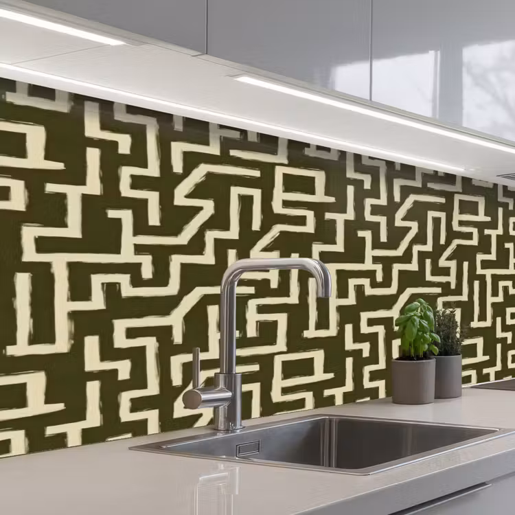 Keuken achterwand - Abstract - Lijnen - Groen — 2