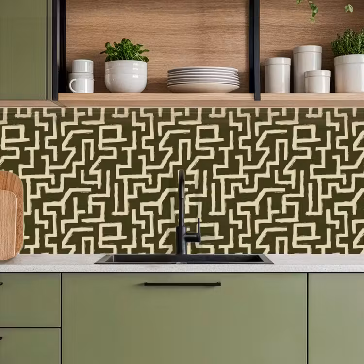 Keuken achterwand - Abstract - Lijnen - Groen — 8