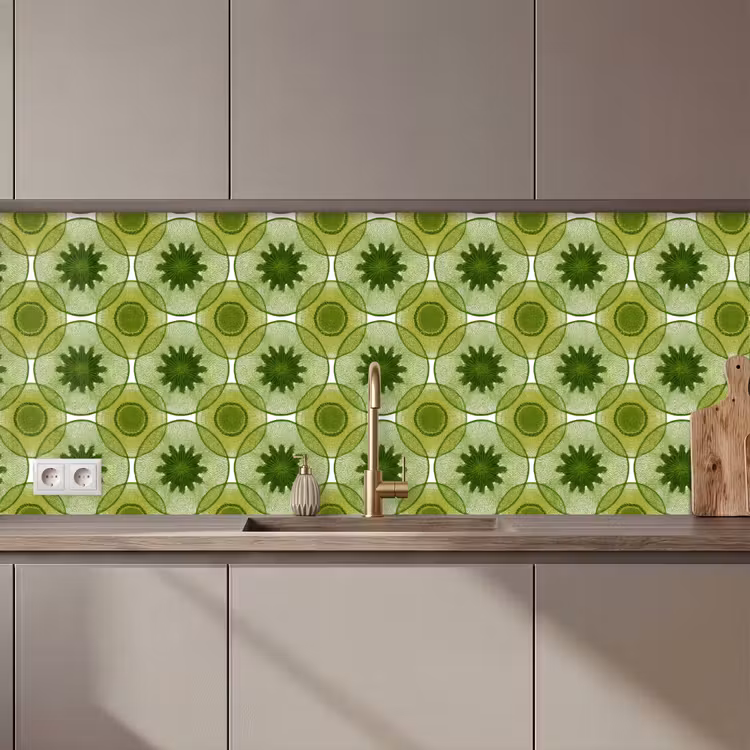 Keuken achterwand - Cirkels - Patroon - Groen — 1