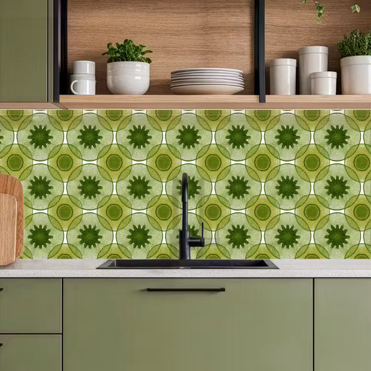 Keuken achterwand - Cirkels - Patroon - Groen — 8
