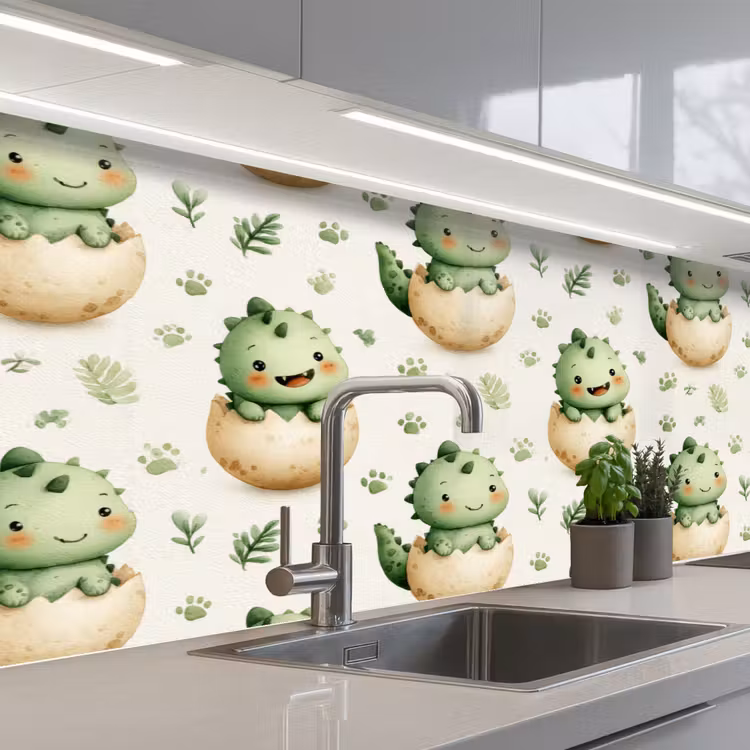Keuken achterwand - Dino - Eieren - Groen — 2