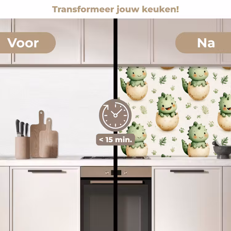 Keuken achterwand - Dino - Eieren - Groen — 3