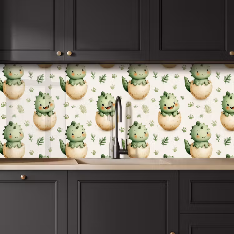 Keuken achterwand - Dino - Eieren - Groen — 6