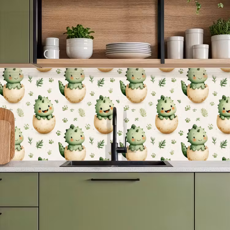 Keuken achterwand - Dino - Eieren - Groen — 8
