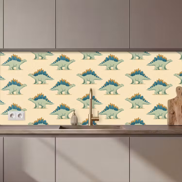 Keuken achterwand - Dino - Patroon - Groen — 1