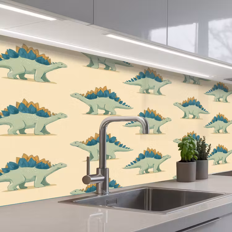 Keuken achterwand - Dino - Patroon - Groen — 2