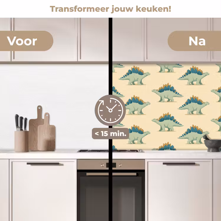 Keuken achterwand - Dino - Patroon - Groen — 3