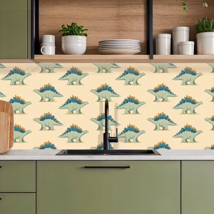 Keuken achterwand - Dino - Patroon - Groen — 8