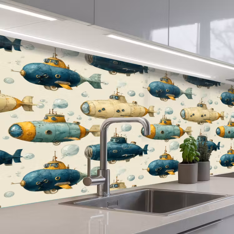 Keuken achterwand - Duikboot - Fantasie - Kleurrijk — 2