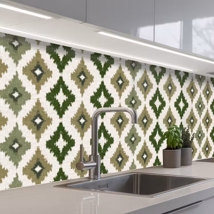 Keuken achterwand - Geografisch - Ruitmotief - Groen — 2