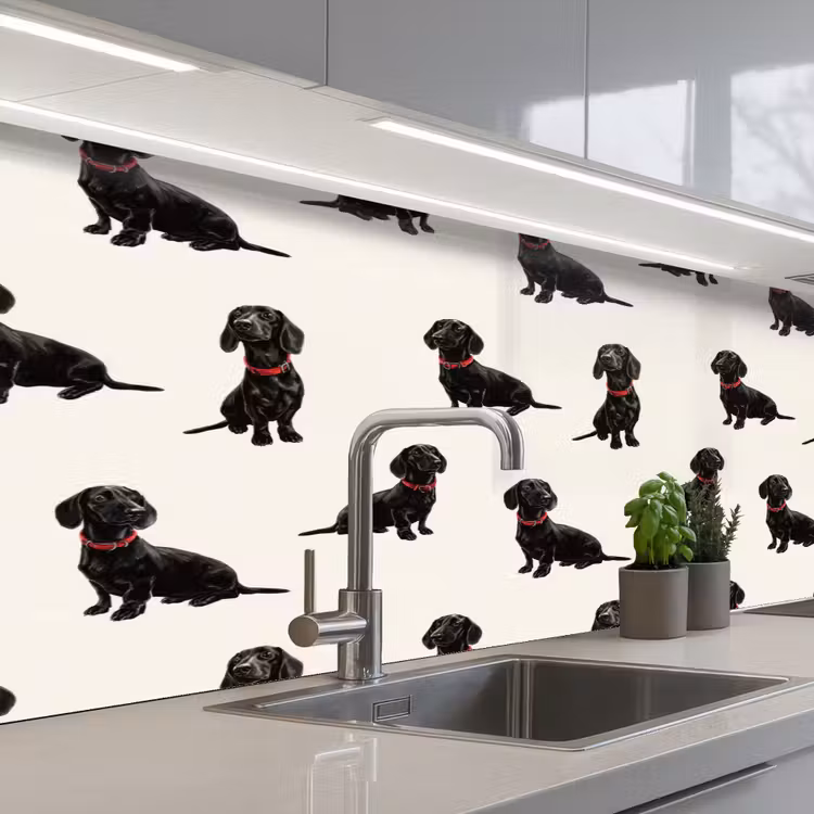 Keuken achterwand - Hond - Patroon - Zwart — 2