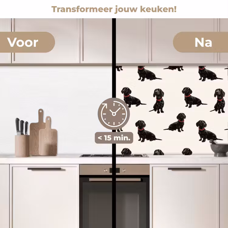 Keuken achterwand - Hond - Patroon - Zwart — 3