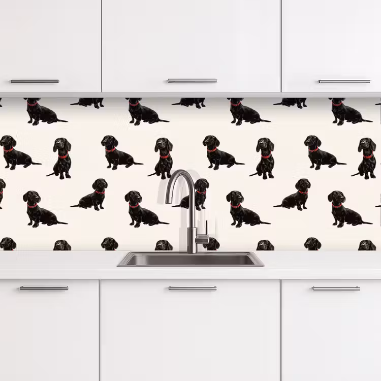 Keuken achterwand - Hond - Patroon - Zwart — 4