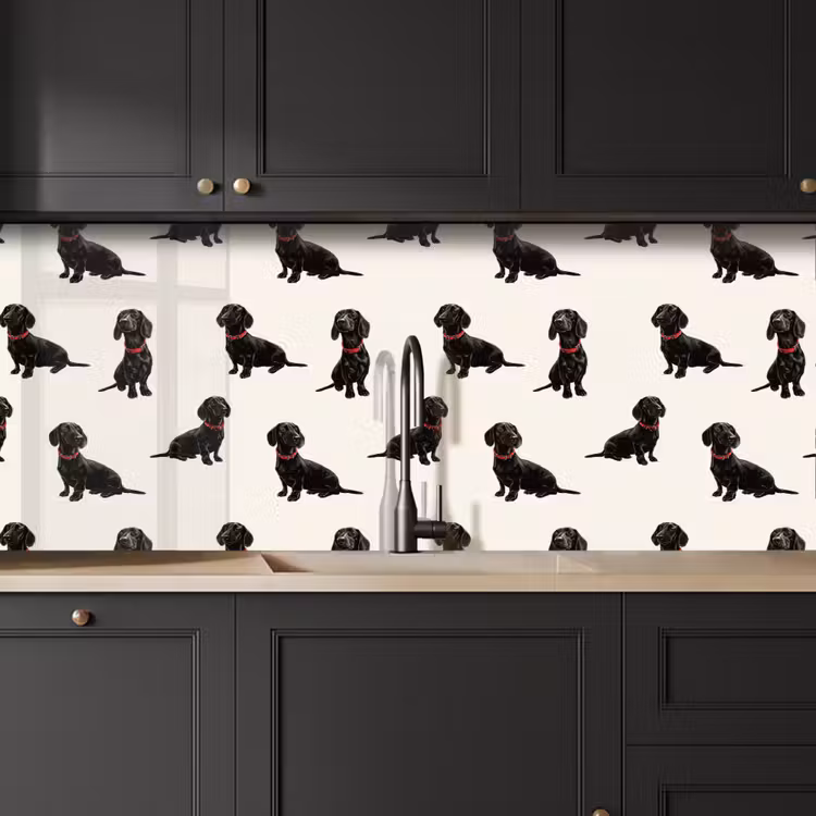 Keuken achterwand - Hond - Patroon - Zwart — 6