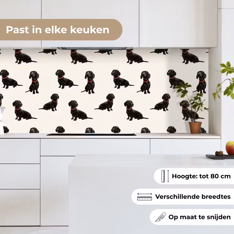Keuken achterwand - Hond - Patroon - Zwart — 7