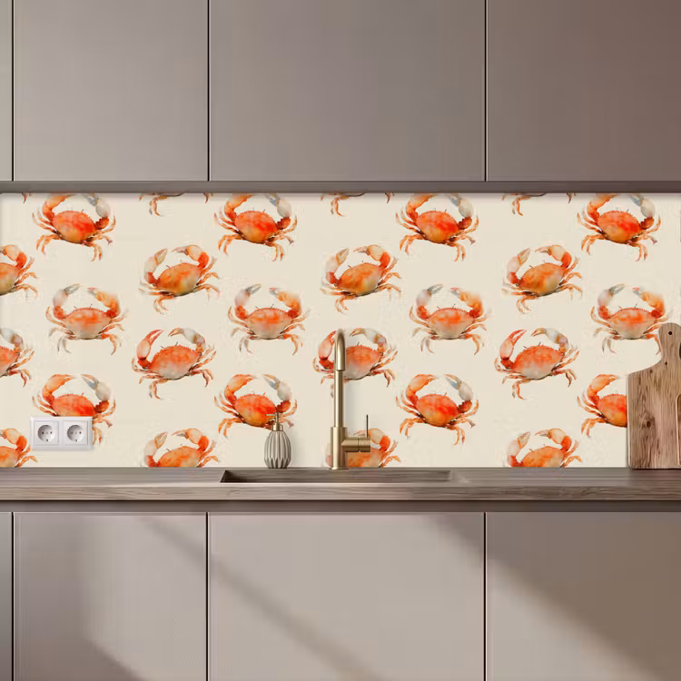 Keuken achterwand - Krabben - Patroon - Oranje — 1