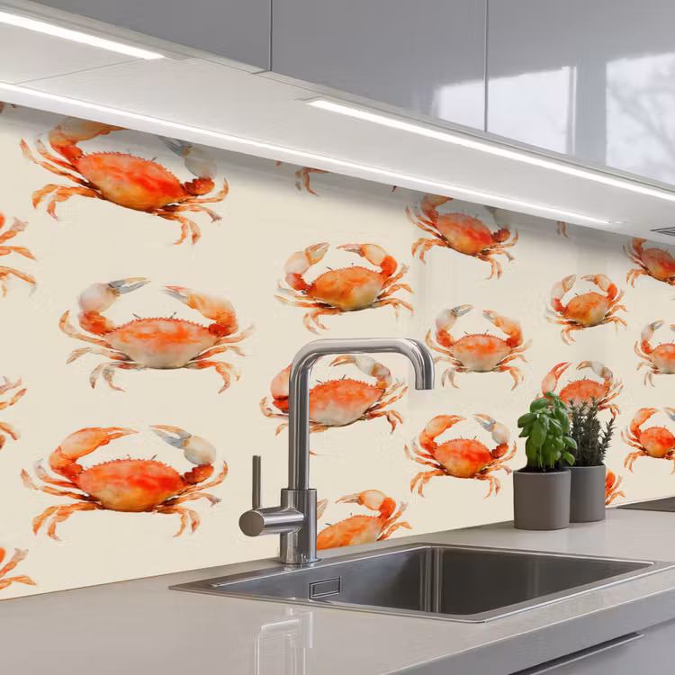 Keuken achterwand - Krabben - Patroon - Oranje — 2