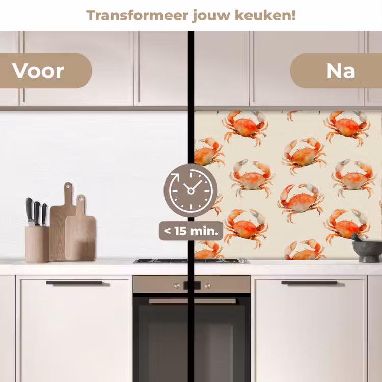 Keuken achterwand - Krabben - Patroon - Oranje — 3