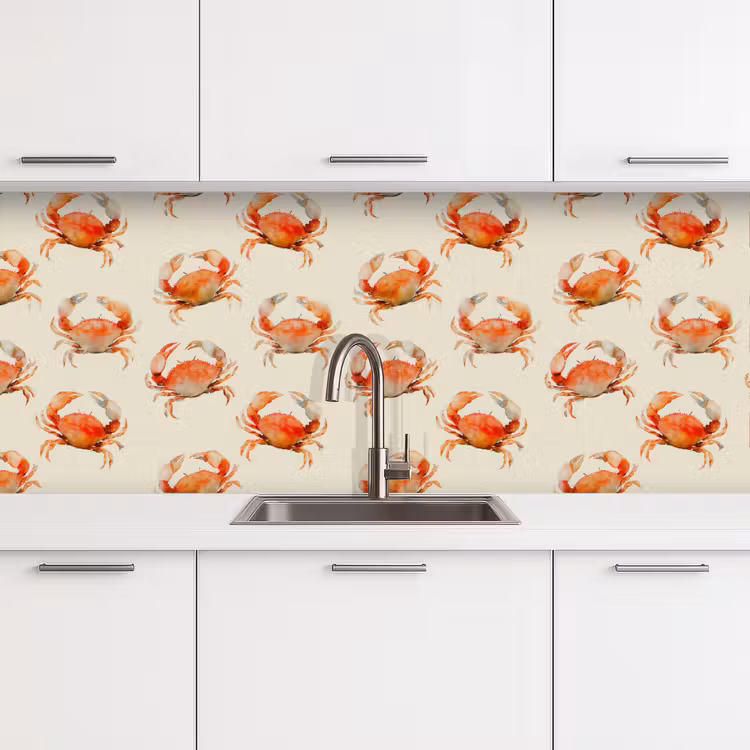 Keuken achterwand - Krabben - Patroon - Oranje — 4