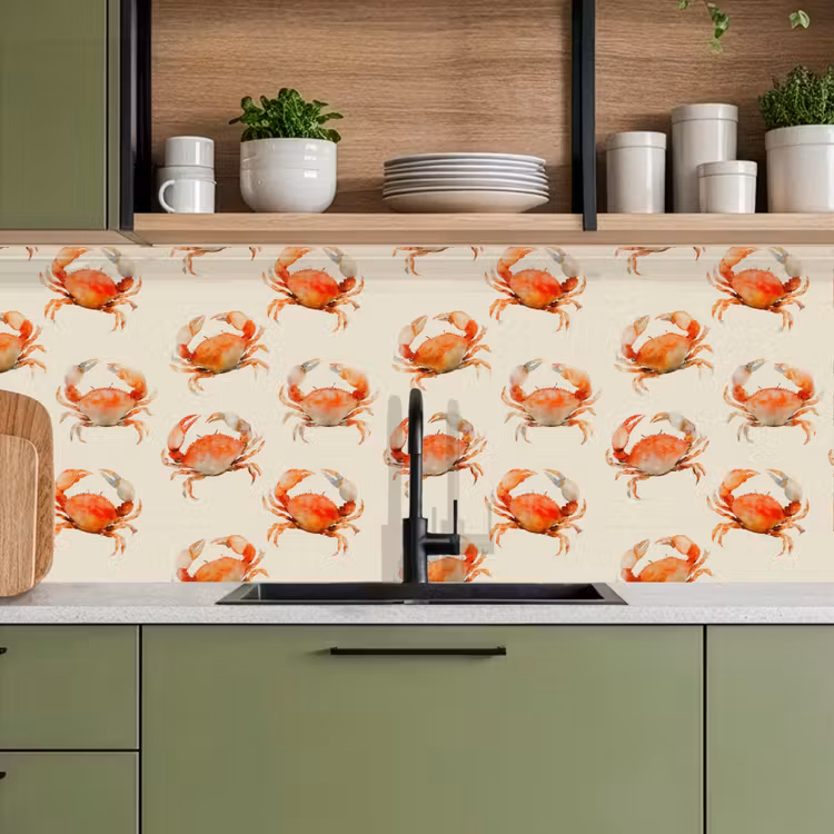 Keuken achterwand - Krabben - Patroon - Oranje — 8