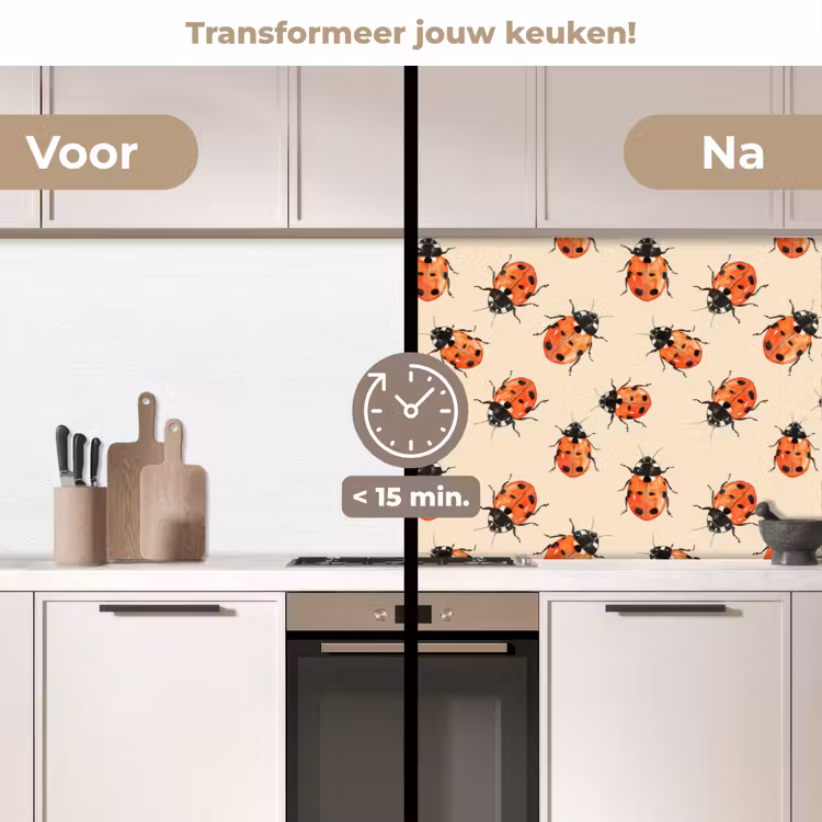 Keuken achterwand - Lieveheersbeestjes - Patroon - Rood — 3