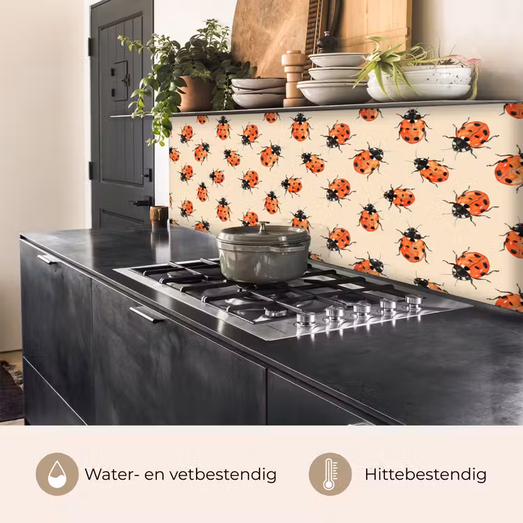 Keuken achterwand - Lieveheersbeestjes - Patroon - Rood — 5