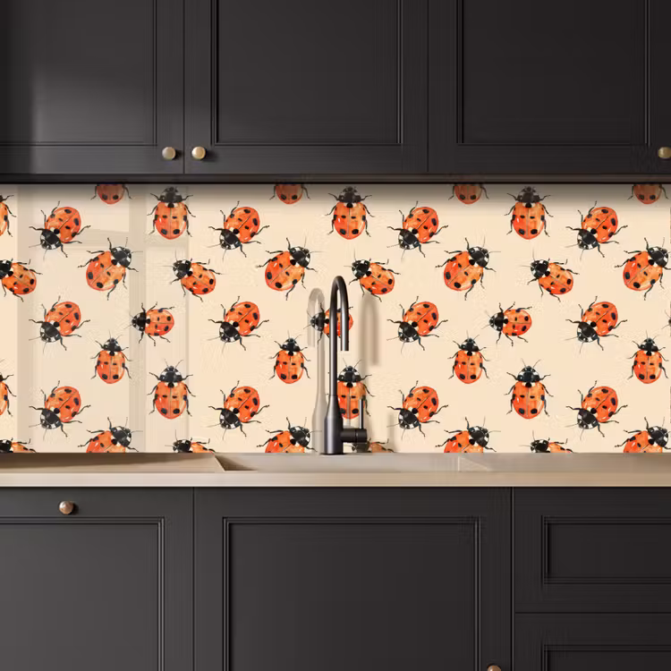 Keuken achterwand - Lieveheersbeestjes - Patroon - Rood — 6