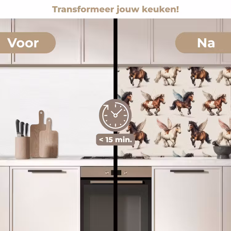 Keuken achterwand - Paarden - Vleugels - Kleurrijk — 3