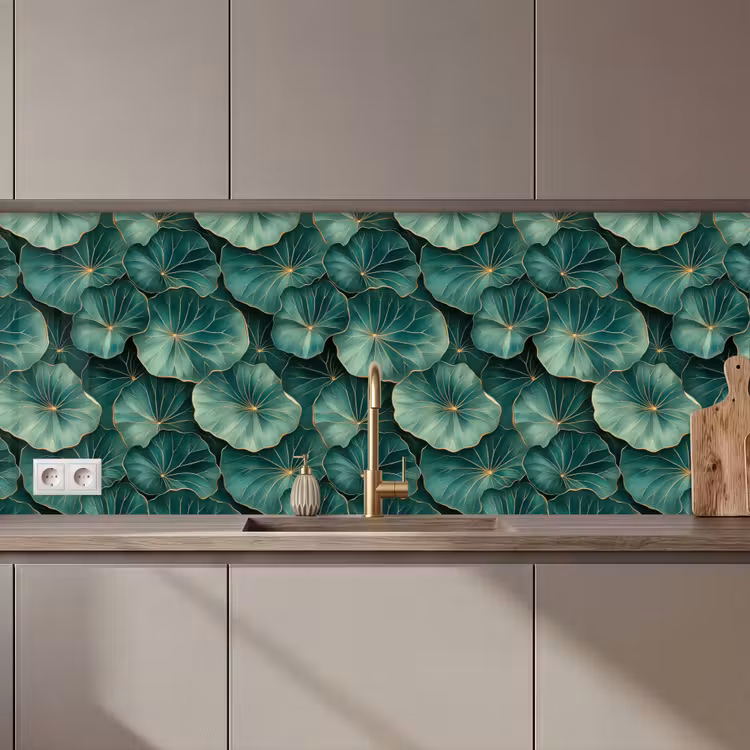 Keuken achterwand - Patroon - Bladeren - Groen — 1
