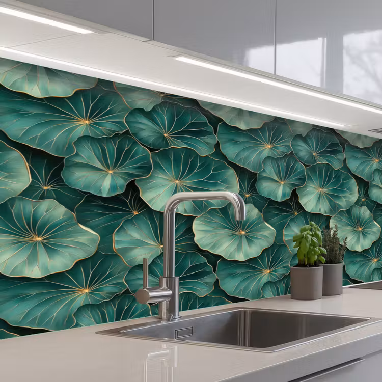 Keuken achterwand - Patroon - Bladeren - Groen — 2