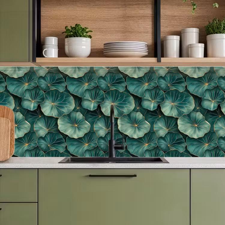 Keuken achterwand - Patroon - Bladeren - Groen — 8