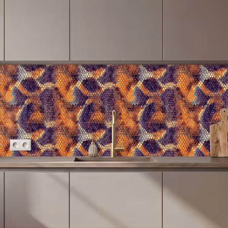 Keuken achterwand - Slang - Schubben - Kleurrijk — 1