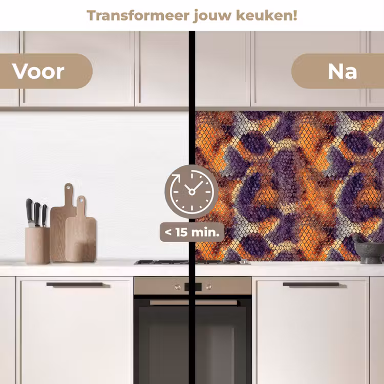 Keuken achterwand - Slang - Schubben - Kleurrijk — 3