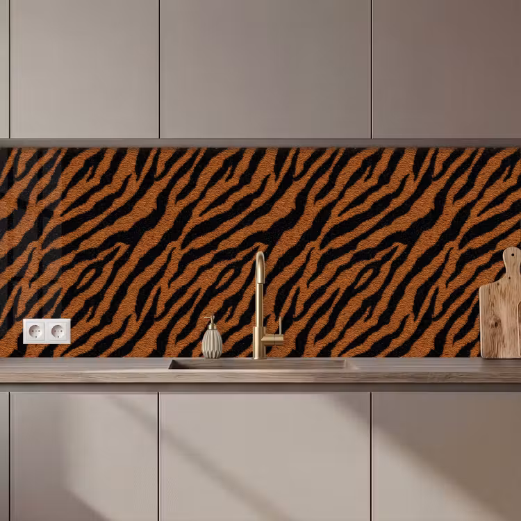 Keuken achterwand - Tijger - Vacht - Zwart — 1