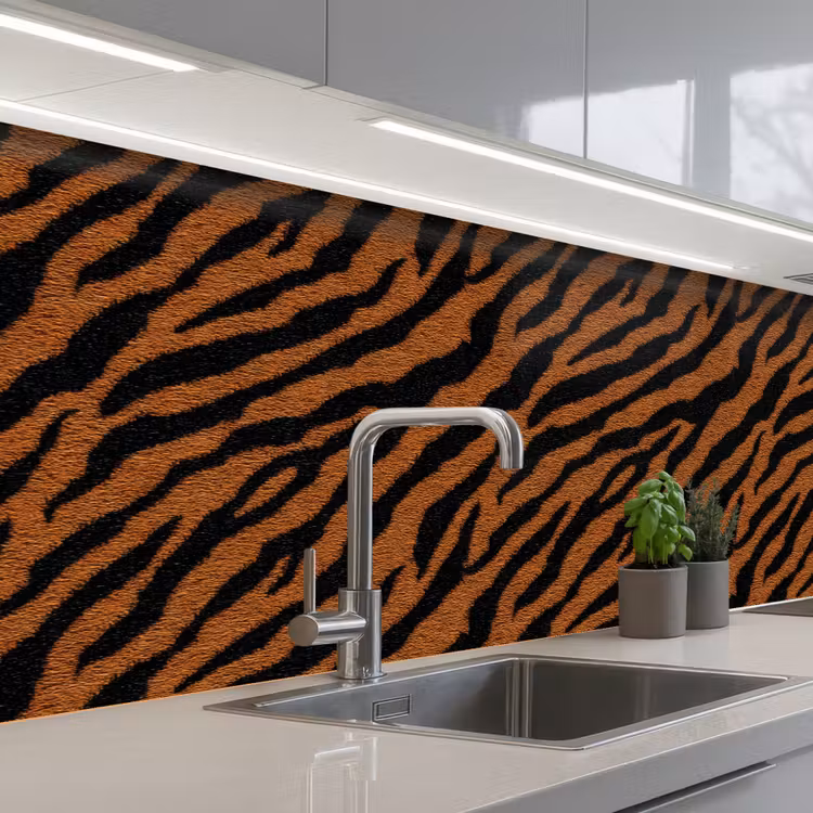 Keuken achterwand - Tijger - Vacht - Zwart — 2