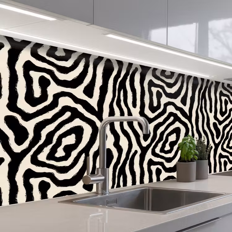 Keuken achterwand - Zebra - Abstract - Zwart — 2