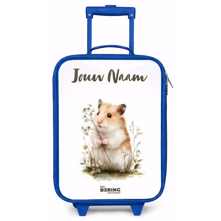 Kinderkoffer met naam - Blauw - Dier - Natuur - Hamster — 1