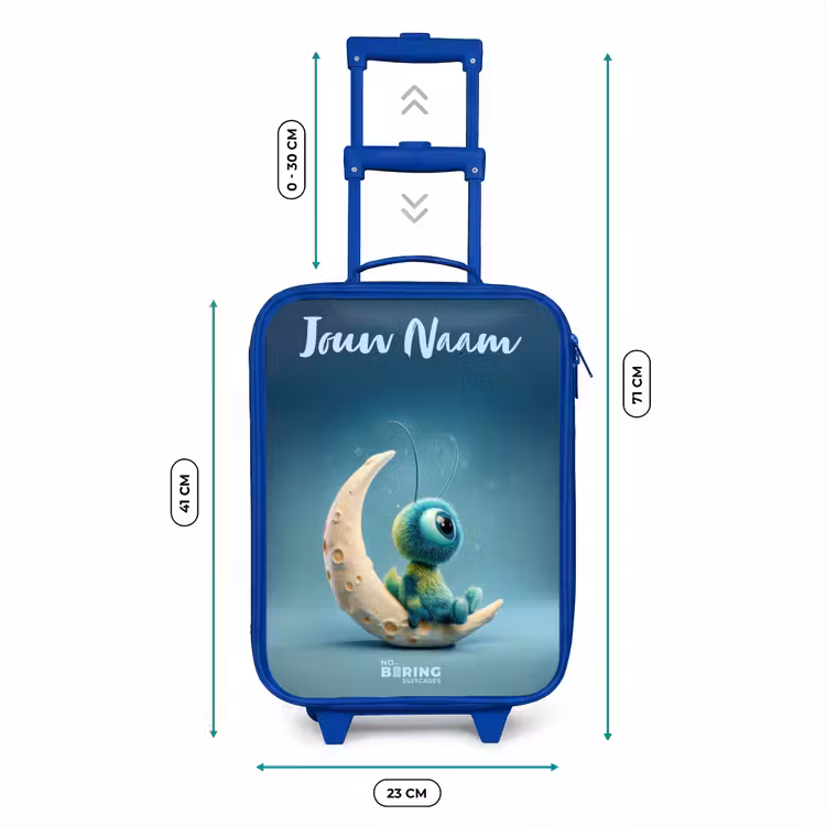 Kinderkoffer met naam - Blauw - Dromerig Wezentje op de Maan — 6