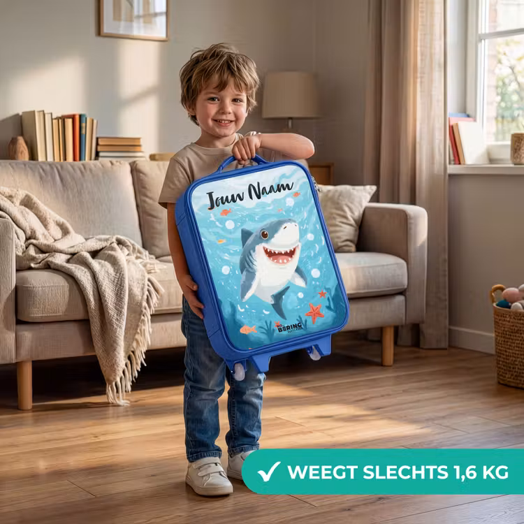 Kinderkoffer met naam - Blauw - Haai - Water - Zee — 2