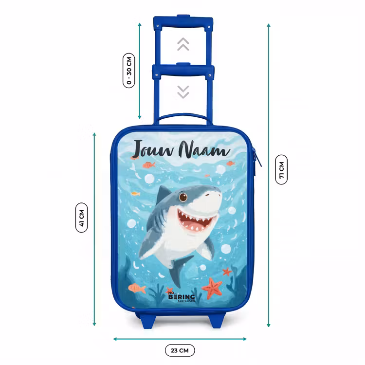 Kinderkoffer met naam - Blauw - Haai - Water - Zee — 6