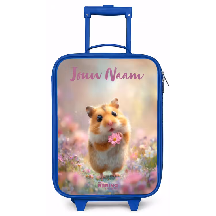 Kinderkoffer met naam - Blauw - Hamster - Bloem - Natuur - Dier — 1